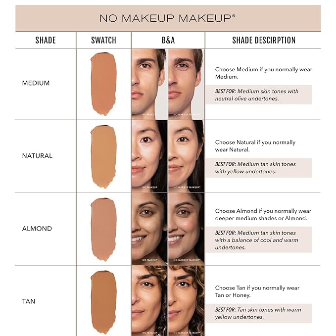 No Makeup Makeup Long-Lasting Lightweight Foundation & Brush Duo | Cruelty-Free, Fragrance-Free, Buildable, Transfer-Proof Makeup (Almond)