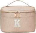 EURYNOME Makeup Bag with Custom Letter K, Water-Resistant Travel Organizer Pouch, (8.3x5.1x5.1 Inch) Cosmetic Case for Women