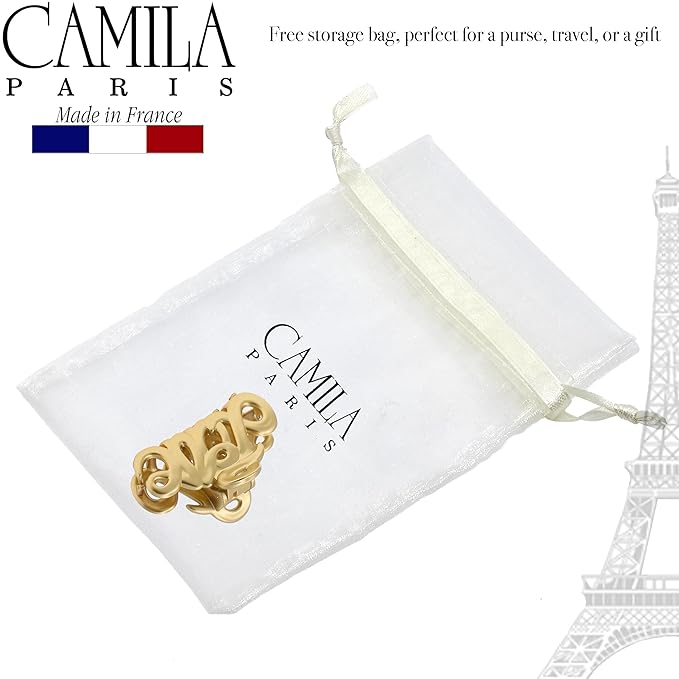 Camila Paris CP3286 French Hair Clip for Women, 2 inch Girls Hair Claw Clips Jaw Gold Fashion Durable and Styling Hair Accessories for Women, Strong Hold No Slip Grip, Made in France