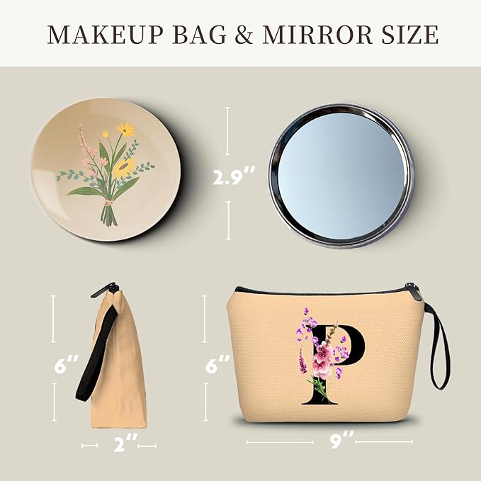 Birthday Inspirational Bridesmaid Proposal Team Small Gifts for Women Mom Aunt Teacher Sister Coworkers Makeup Cosmetic Bag Travel with Mirror Mothers Day Christmas Graduation P
