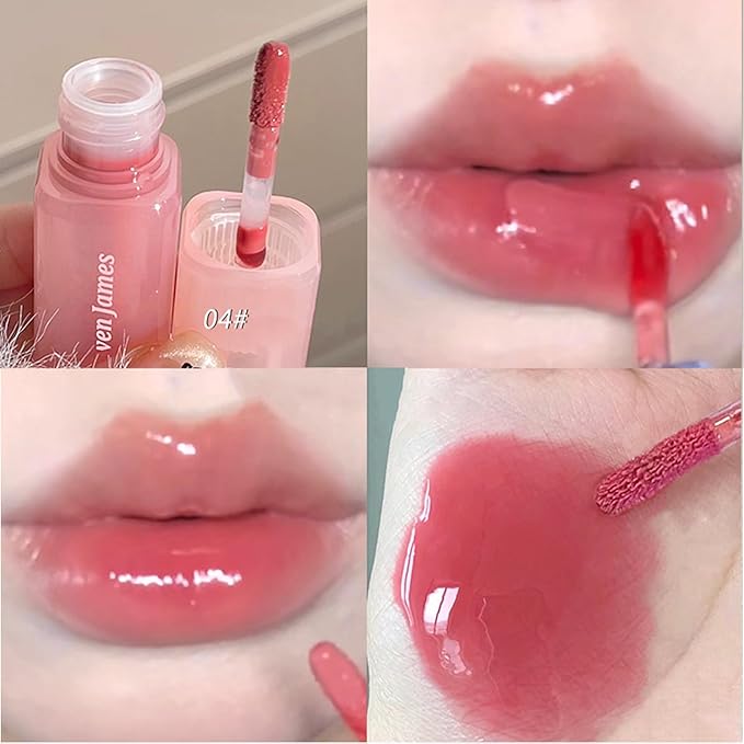4PCS Hydrating Lip Gloss Set,Highly-Pigmented Korean Lip Glaze,Plumping Lipgloss, Moisturizing Mirror Liquid Lipstick, Non-Stick Cup,Glossy Finish,Long-lasting Natural Makeup