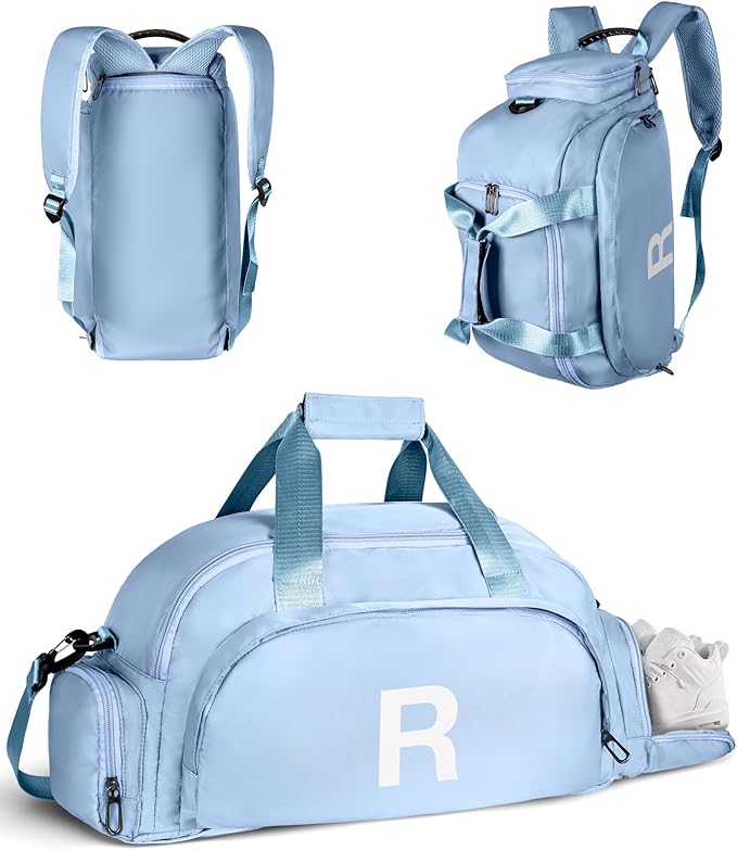 Teen Girl Gift Trendy Stuff, Initial Gym Bags with Shoe Compartment, Dance Bag for Girls, Monogram Kid Overnight Bags, Travel Duffle Tote-Perfect for Ballet Sport Yoga Gymnastics (Letter R)