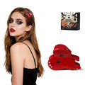 Italian Designed Original Mini Halloween Hair Claw Clips for Women - Red Bloody Heart, Handmade Cute Gothic Spooky Hair Accessories, Nonslip, Plant-Based Acetate, Gift Boxed