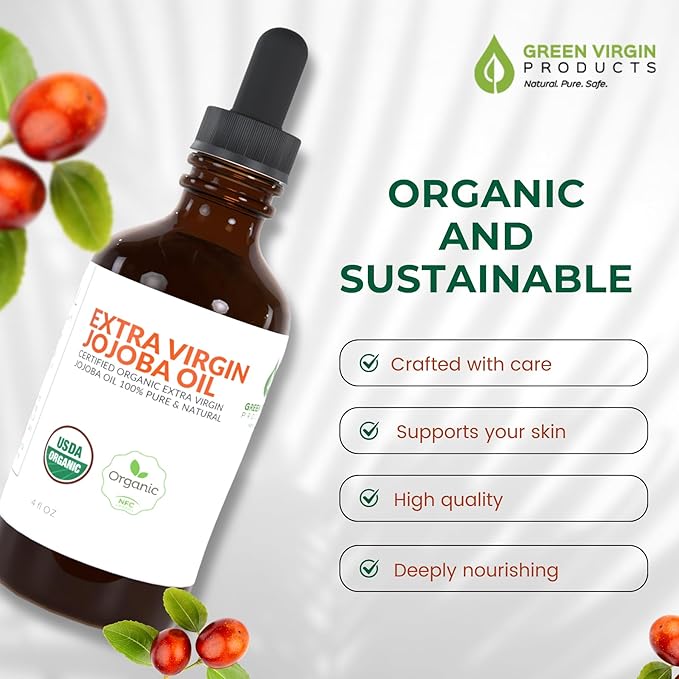 Organic Moringa & Jojoba Oil Bundle – 100% Pure, Cold Pressed, Extra Virgin, Food Grade Oils for Face, Hair & Body – Deep Moisturizing, Anti-Aging & Nourishing Skin Care Duo (2 x 4oz Bottles)