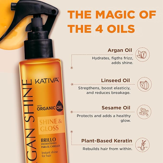 Bundle Argan Shine Hair Treatment 4 oz + Argan Oil 2 oz (2 Pack) – Organic Argan Oil for Intense Shine, Smoothness & Hair Protection