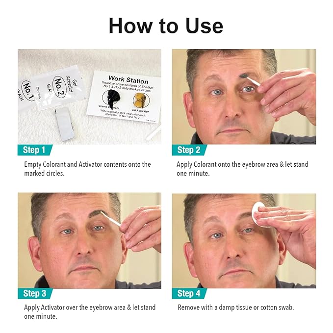 Sport Eyebrow Colorant, Men's Long Lasting Treatment to Cover Gray Brow Hairs, Light Brown