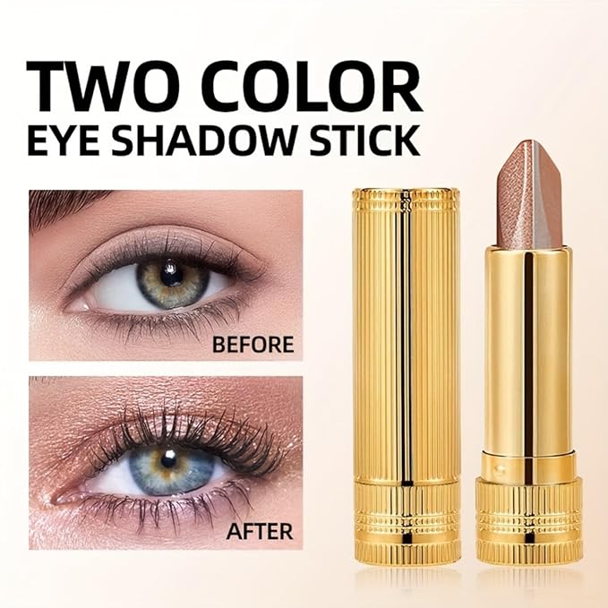6 Pcs Glitter Eyeshadow Two-Color Gradient Eyeshadows Set with Highly Pigmented and 12 Colors Eye Shadow Stick for Women Eye Makeup