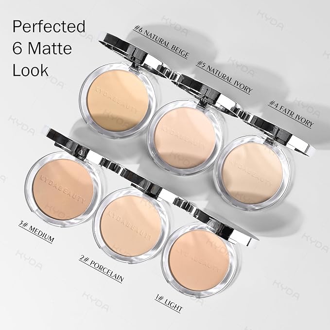KYDA Mineral Powder, SPF 35, 4-in-1 Mineral Pressed Powder Foundation with Concealer and Setting, Matte Weightless Pressed Foundation, Light to Medium Coverage, #LIGHT