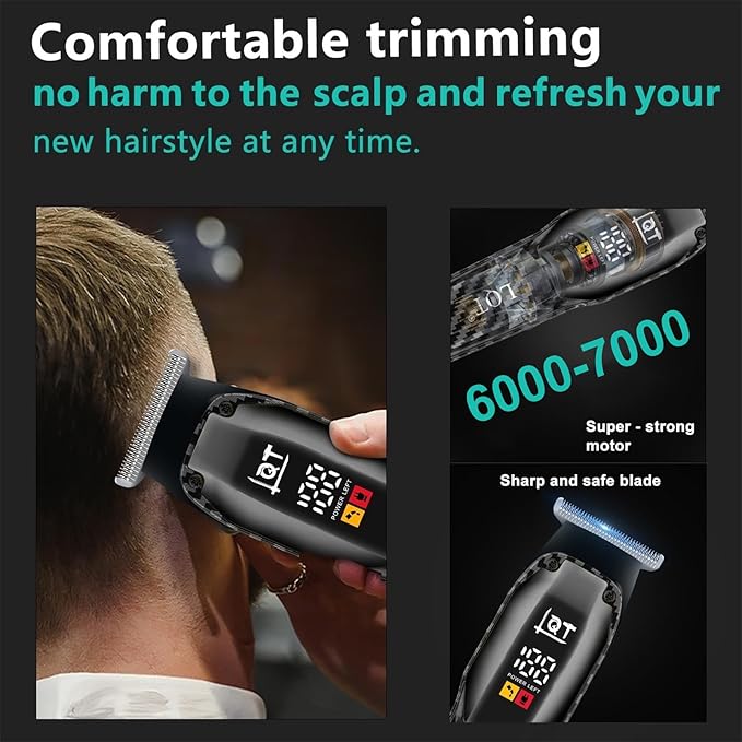 LQT® Professional Hair Clippers for Men - Cordless Barber Clipper Set for Hair, Beard Trimmer,Beard and Body Grooming, with Precision Blades - Hair Cutting Kit Gift for Father