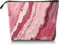 Cosmetic Bags Travel Makeup Toilet Case Waterproof Pouch for Women Girls 6.7X9.45inches - Abstract Painting With Pink And Red Swirls