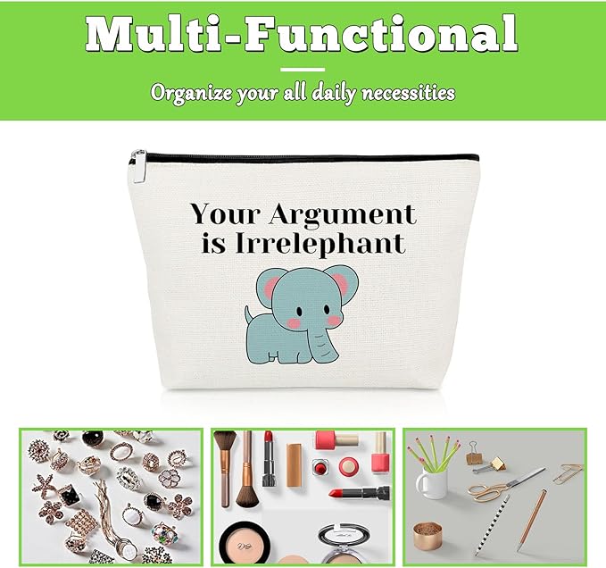 Elephant Gifts Elephant Lover Gifts Makeup Bag Elephant Themed Gifts for Women Elephant Inspirational Gifts Thank You Gift for Elephant Breeder Friend Animal Lover Birthday Gifts Cosmetic Pouch