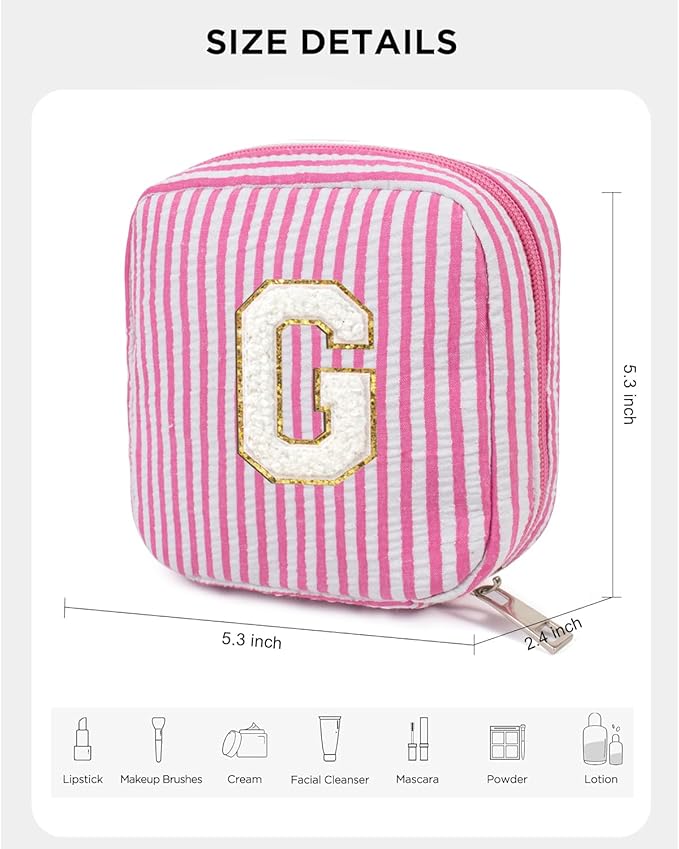 LETGO Personalized Makeup Bag for Women - Monogram Cosmetic Bag Travel Toiletry Bag Brush Holder Birthday Gifts for Women Her Wedding Bridesmaid Friend Sister Teacher Wife Grandma