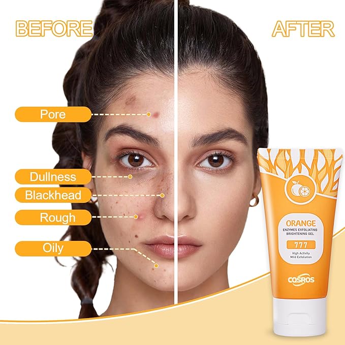Orange Exfoliating Gel Scrub for Face and Body, Orange Peeling Gel, Deep Clean Pores, Remove Blackheads & Moisturize Skin for All Types Skin (2PCS)