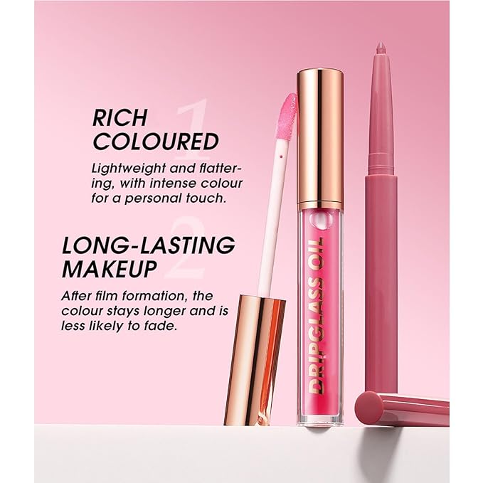 Pink Lip Liner Waterproof Lip Kit With Lip Liner and Gloss Long Lasting Pluming Smudge proof Highly Pigmented Lip Liner Set with Lipgloss (09# Pink)