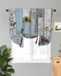 Tie Up Curtains for Windows, Farmhouse Barn Sunflowers Retro Tie Up Blackout by Anzona