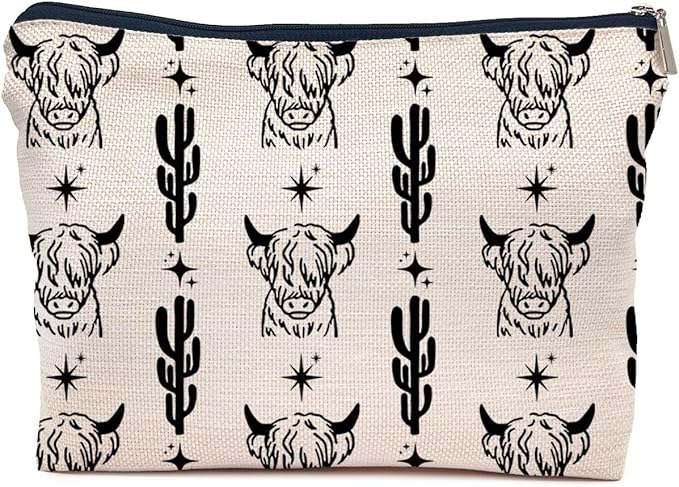 IWXYI Western Bag,Western Gifts for Women,Western Cow Makeup Bags With Zipper,Western Cow Make Up Bag Zipper Pouch Travel Toiletry