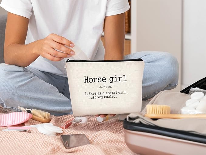 Horse Girl Definition Same As a Normal Girl Just Way Cooler Makeup Bag Best Gift for Teen Girls Sister Girlfriend,Daughter Gift from Mom,Birthday Christmas Valentine's Day Gift Makeup Bag