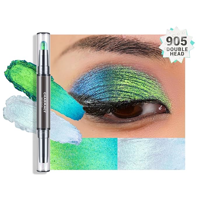 CHARMACY Multichrome 2 in 1 Cream Eyeshadow Stick, Waterproof Eye Brightener Highlighter Stick Makeup, High Pigmented, Smudge-Proof, Vegan & Cruelty-Free (905)