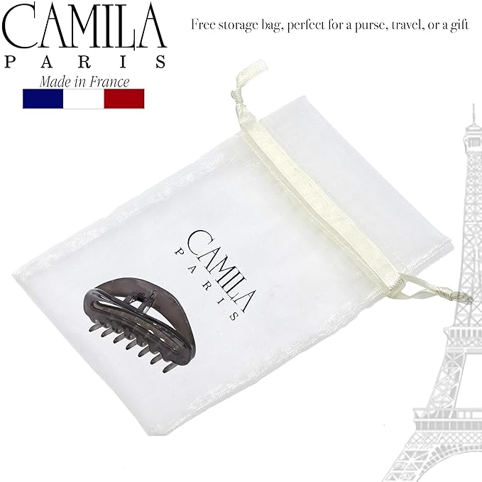 Camila Paris CP3124 French Hair Clip for Women, Gray, Girls Hair Claw Clip Jaw Fashion Durable and Styling Hair Accessories for Women, Luxury Ladies Strong Hold No Slip Grip Clamp, Made in France
