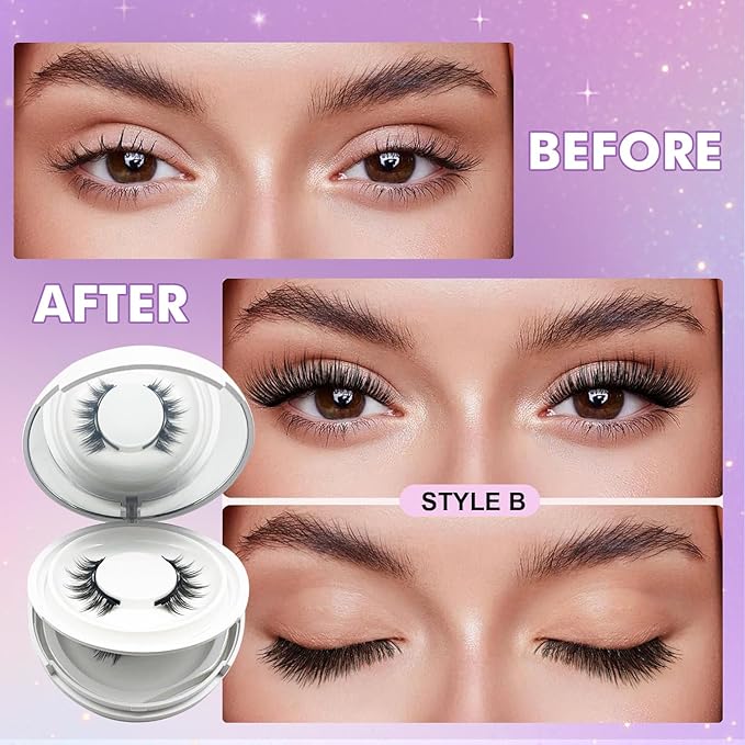 Hunnyfit Magnetic Lashes, Magnetic Eyelashes with Applicator, Magnetic Eyelashes Natural Look,Reusable Magnet Lashes No Glue Needed Soft Lashes Kit(Natural+Natural)