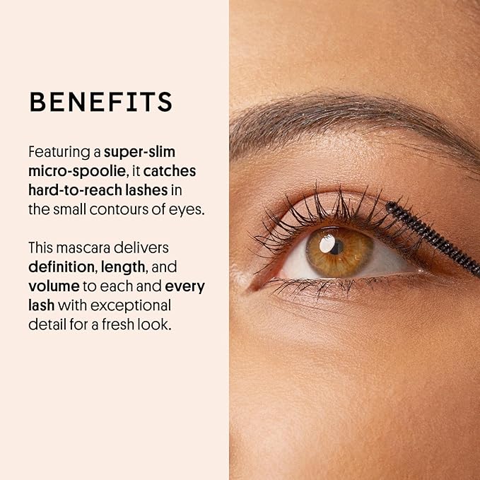 Winky Lux Detail Oriented Mascara – Slim Tightline Mascara with Skinny Micro Spoolie, Lengthening, Volumizing, Defining, Curling & Buildable Formula, Black for Top & Bottom Lashes