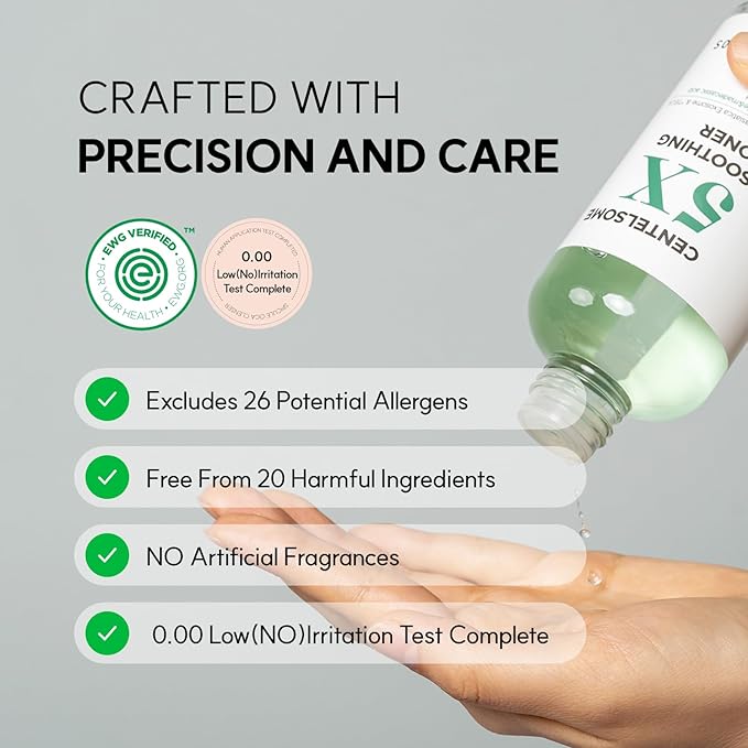 Centelsome 5X Soothing Toner 6.76 fl oz/200ml | Hydrating & Calming Korean Facial Toner with Green Tea, Centella Asiatica & Exosomes | Supports Sensitive, Dry & Acne-Prone Skin