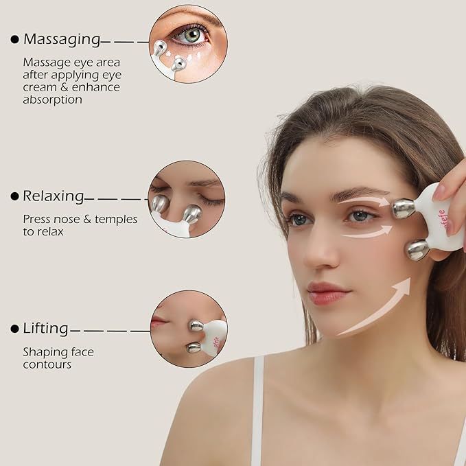 Stainless Steel Bunny Gua Sha & Face Roller, Cryo Rabbit Massager for Esthetician Supplies, Facial Roller for Puffiness, Wrinkles, Dark Circles