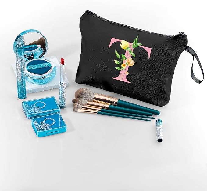 Birthday Maid of Honor Gifts for Women Her Mom Team Teacher Friend Bridesmaid Bride Personalized Makeup Cosmetic Bag with Mirror Valentines Mothers Day Christmas Graduation T
