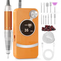 [2025 Upgraded] Electric Nail Drill Professional, Portable Rechargeable 40000 RPM - Cordless Electric Nail File Machine Kit for Acrylic Gel Polishing Removing, Manicure at Home DIY & Salon (Orange)