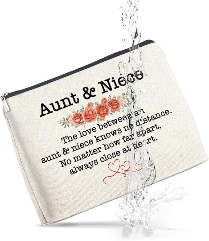 Aunt and Niece Gifts Makeup Bag Christmas Birthday Gifts for Aunt Niece Cosmetic Bag Zipper Makeup Pouch