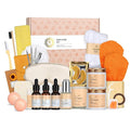 Skin Care Set for Women & Men, 28pcs Facial Kit at Home, Self Care Pamper Set, Birthday Gifts, Orange Spa Gift Baskets for Women, Serum, Face Cream, Bath Oil, Bath Bomb, Mothers Day, Christmas, Dad