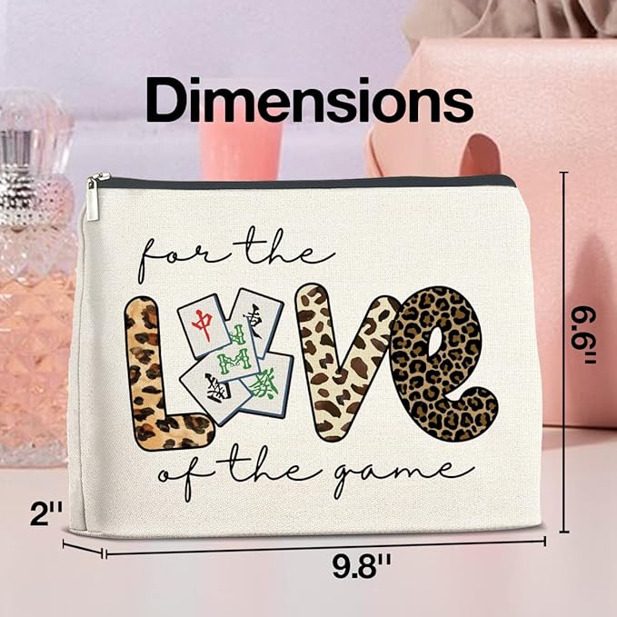 Mahjong Lover Gift Makeup Bag - Funny Cosmetic Bag Zipper Makeup Pouch for Women Players