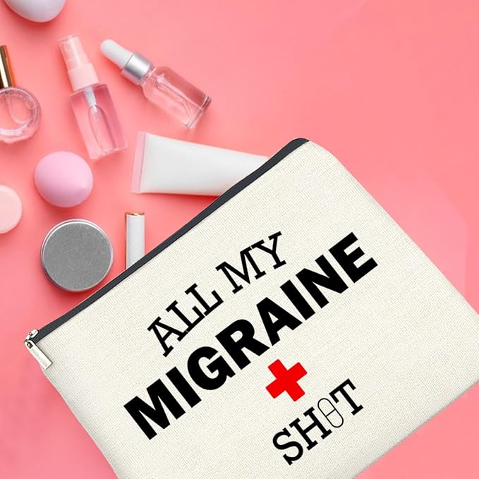 Medicine Cosmetic Bag Headache Migraine Awareness Gifts, All My Migraine Bag Zipper Makeup Pouch