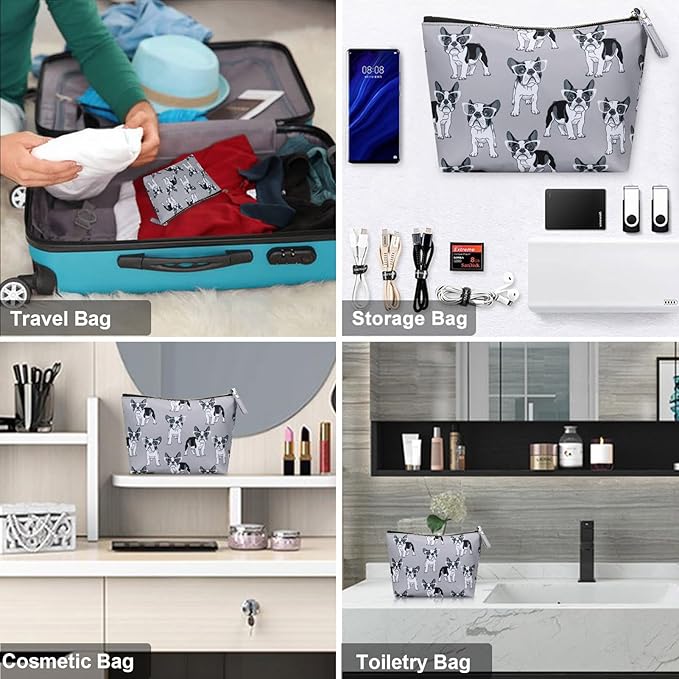 Travel Makeup Bags Waterproof Toiletry Cosmetic Case Small Pouch Gift for Women, Dog
