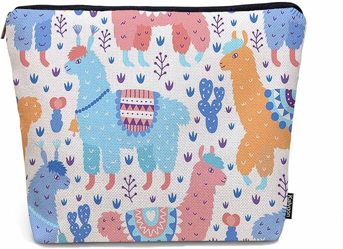 Makeup Bag For Purse Llama, Cartoon Llama Alpaca Cactus Cosmetic Bags For Women With Zipper Travel Toiletry Pouch Makeup Bags Makeup Organizers Purse For Toiletries Cosmetics
