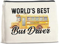 Bus Driver Gifts Makeup Bag School Bus Driver Appreciation Gifts, Thank You Gifts for Bus Driver, World Best Bus Driver Zipper Makeup Pouch