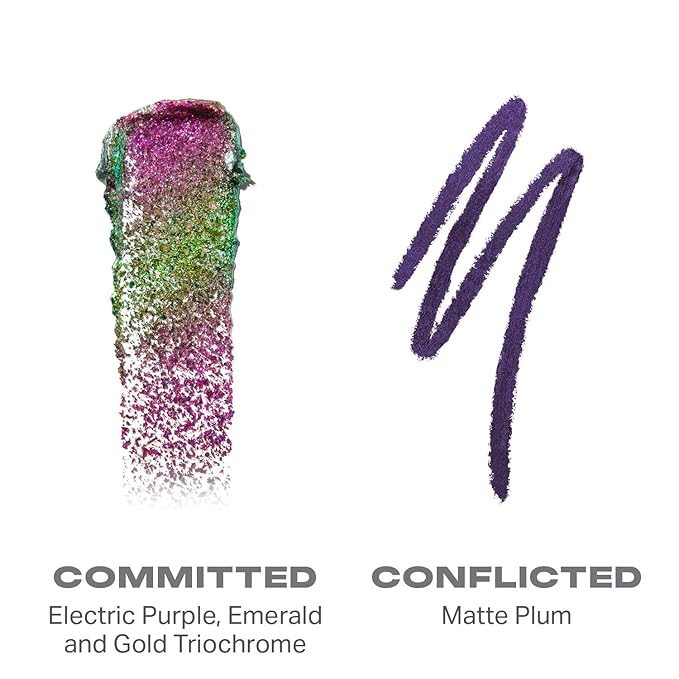 Morphe Mixed Signals Dual-Ended Eyeshadow Stick - Cream Eyeshadow Pigment & Chrome Liquid Flakes for Bold, Layered Eye Makeup Looks - Committed/Conflicted (0.96 oz)