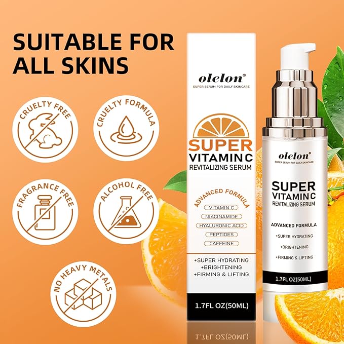 Super 22% Vitamin C Retinol Serum for Face: Advance Anti-Aging & Brightening Formula with Hyaluronic Acid, Niacinamide, Collagen, Peptides - Hydrates, Smooths, Targets Age Spots, Wrinkles, 1.7 Fl Oz