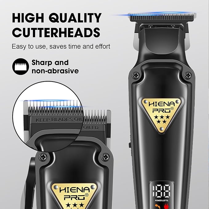 HIENA PRO Professional Hair Clippers Set & Cordless Barber Clippers for Men, Clippers Set and Trimmers Kit, Hair Cutting Tools, Clippers for Hair Cutting, Gifts for Men