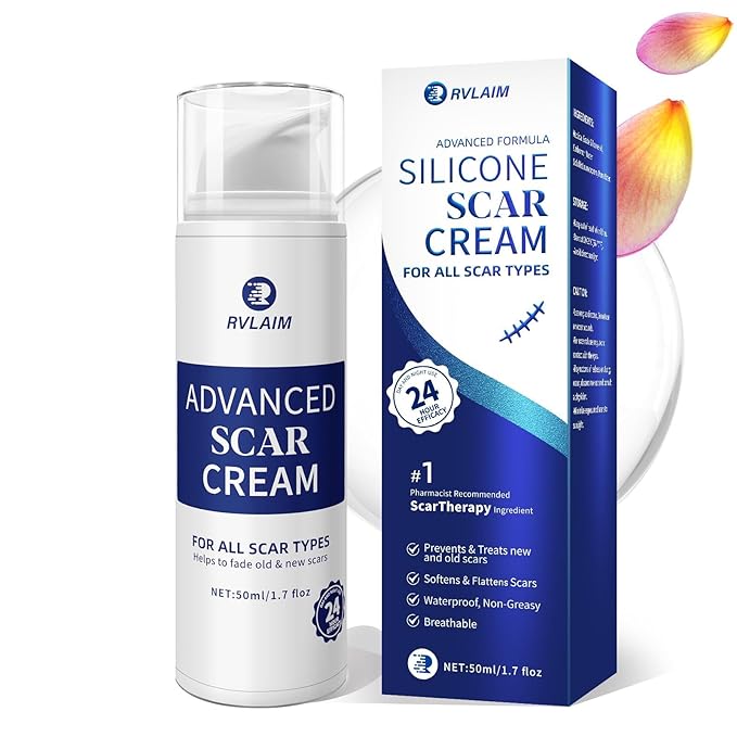 Scar Cream Scar Gel, Advanced Silicone Scar Gel, Professional Scar Removal Cream for Surgical Scars, Stretch Mark, Keloid Bump, C-Section, Old and New Scars 1.7 oz(50g)