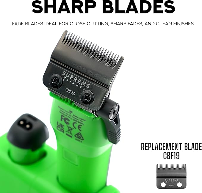 Supreme Trimmer Recharge Clipper - Professional Hair Clipper with 2 Removable Batteries, Brushless Motor, Smart Charge Stand, USB-C Charge & DLC Blades Barbers | STC779