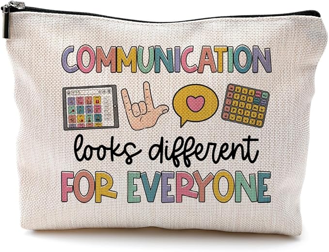 Makeup Bag for Women - Speech Therapist & SLP Gifts, Communication Looks Different for Everyone Cosmetic Bag for Purse