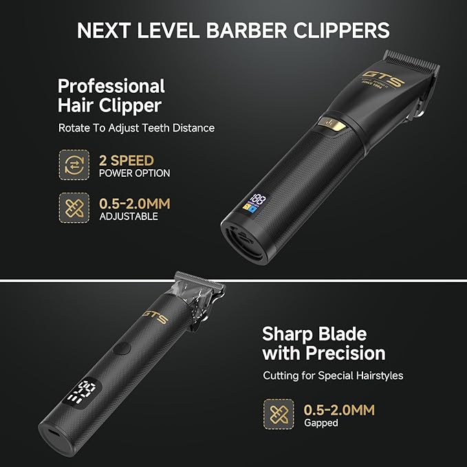GTS Hair Clippers for Men Professional, Beard Trimmer Kits & Sets, Cordless Mens Hair Trimmer, Electric Shavers, Haircutting Machine with LED Display, for Barber 4 in 1