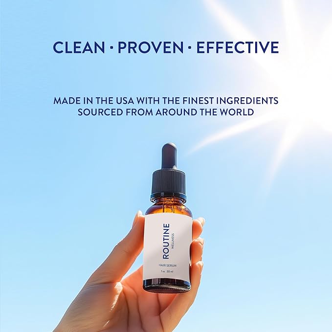 Routine Wellness Hair Treatment Serum for Thinning Hair - Plant-Based Rosemary, Tea Tree & Argan Oils Blend for Strength, Shine & Softer Hair - Clean Ingredients, All Hair Types - 30ml
