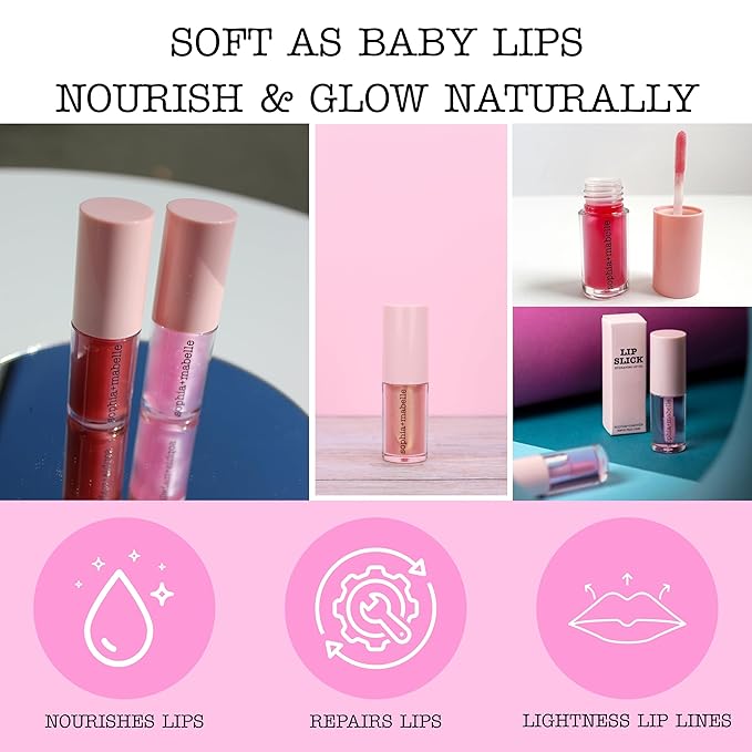 Sophia + Mabelle Hydrating Lip Oil – Lightweight, Non-Sticky & High-Shine Lip Gloss Oil – Moisturizing, Nourishing, Soothing Tinted Formula for Soft Lips – 3.7g (Jellyfish(Golden Champagne), 3.7g)
