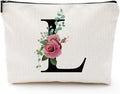Initial A-Z Personalized Letter Makeup Bag, Monogrammed Bridesmaid Gifts/Presents Cosmetic Bag, Portable Stationery Storage Organizer Pouch, Friendship Love Travel Makeup Bags