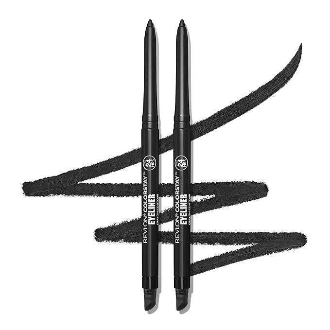 Revlon ColorStay Pencil Waterproof Eyeliner, Smudge-Proof, Eye Makeup with Built-In Sharpener, Stocking Stuffer for Women, 201 Black, 2 pack
