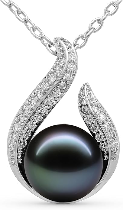 TRYNDI Real Tahitian Black Pearl Necklace Gifts for Women - Larger 11-12mm Luxury Pearl, Gifts For Wife Christmas - Valentines Soulmate Necklace For Women
