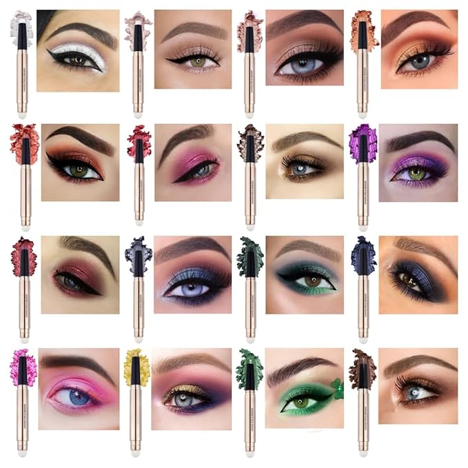 Dark Brown Eyeshadow Stick Makeup, Long-Lasting Waterproof Eye Shadow Pencil, Hypoallergenic Smudge-Proof Glitter Primer Palette Shimmer Eyeliner, Easy to Blend Eye Make Up