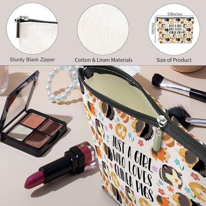 Cute Guinea Pig Makeup Bag Guinea Pig Accessories Funny Guinea Pig Gifts Stuff Decor Travel Toiletry Bag for Women Best Friends Girls Pet Animal Lovers Daughter Sister Camping Birthday Christmas